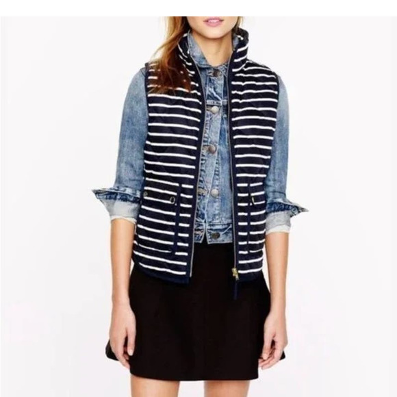 J.Crew Navy Blue and White Striped Vest - Picture 1 of 8